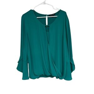 41 Hawthorne Teal Green Bell Sleeve Blouse XL